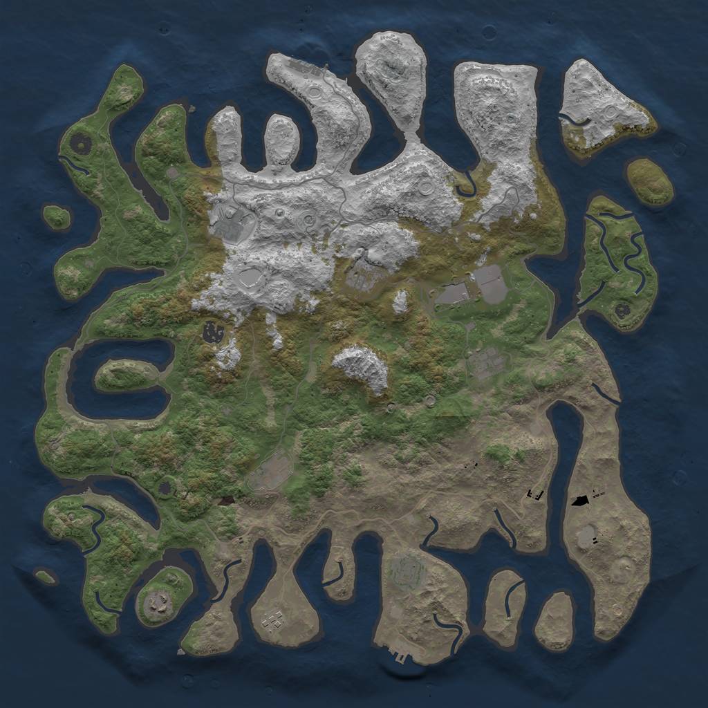 Rust Map: Procedural Map, Size: 4800, Seed: 3184525, 17 Monuments