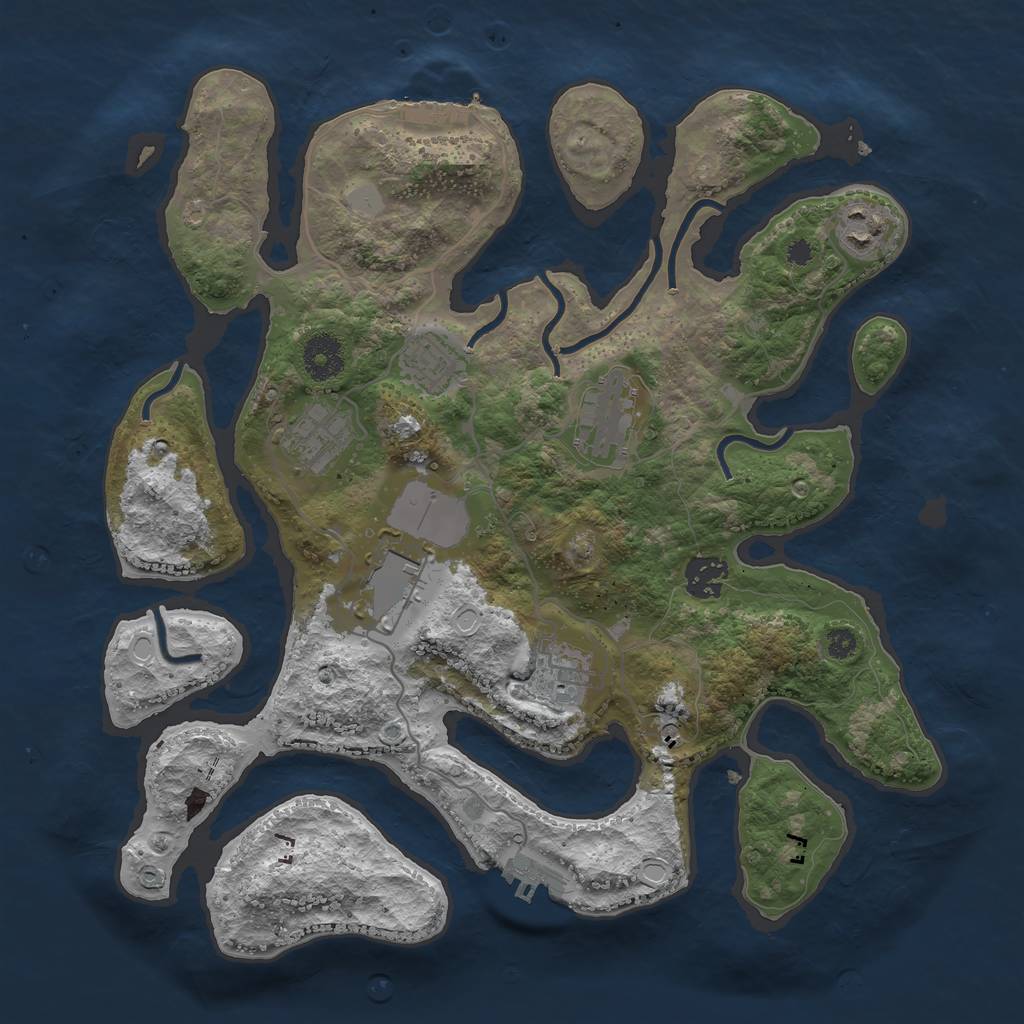 Rust Map: Procedural Map, Size: 3500, Seed: 18985, 15 Monuments