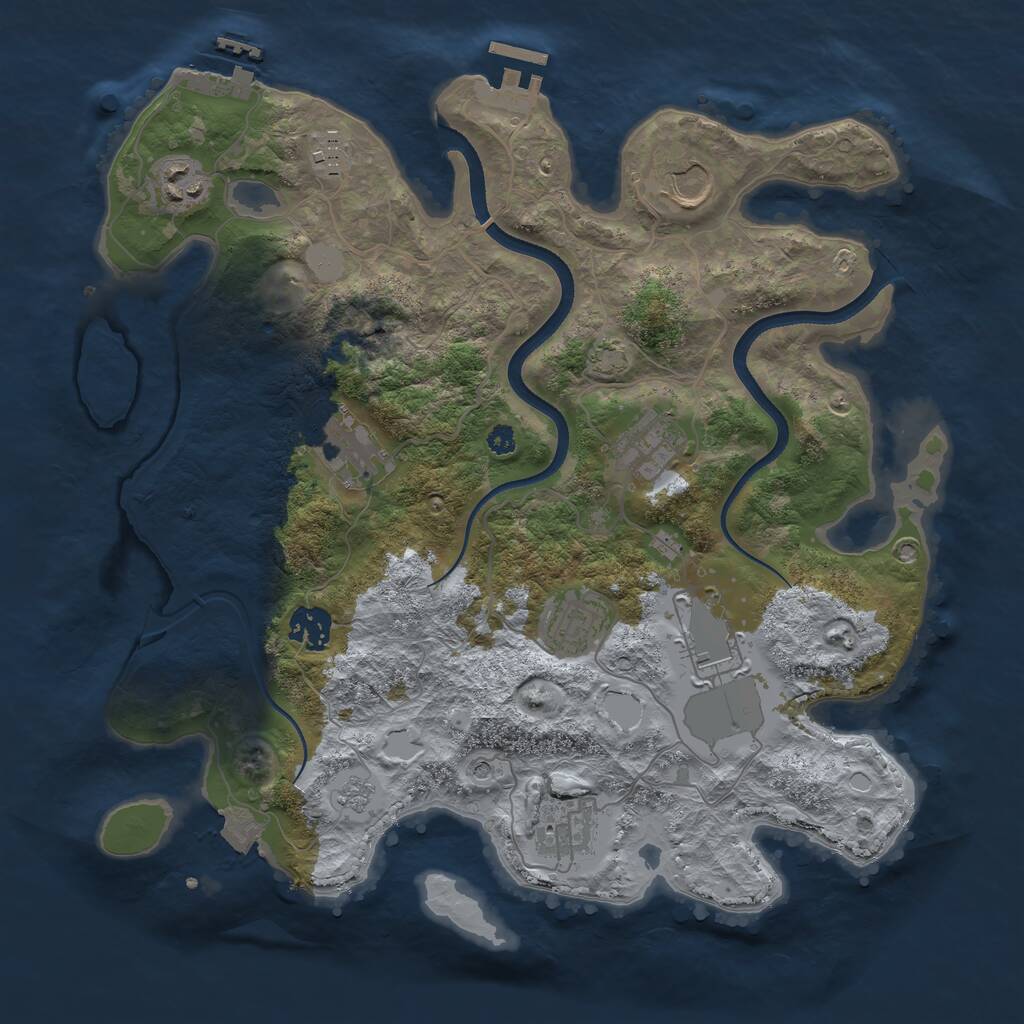 Rust Map: Procedural Map, Size: 3500, Seed: 186573472, 15 Monuments