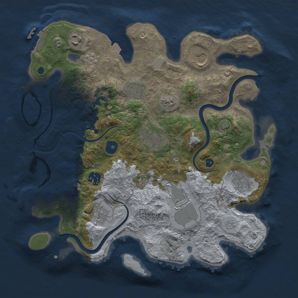 Rust Map: Procedural Map, Size: 3500, Seed: 186573472, 15 Monuments