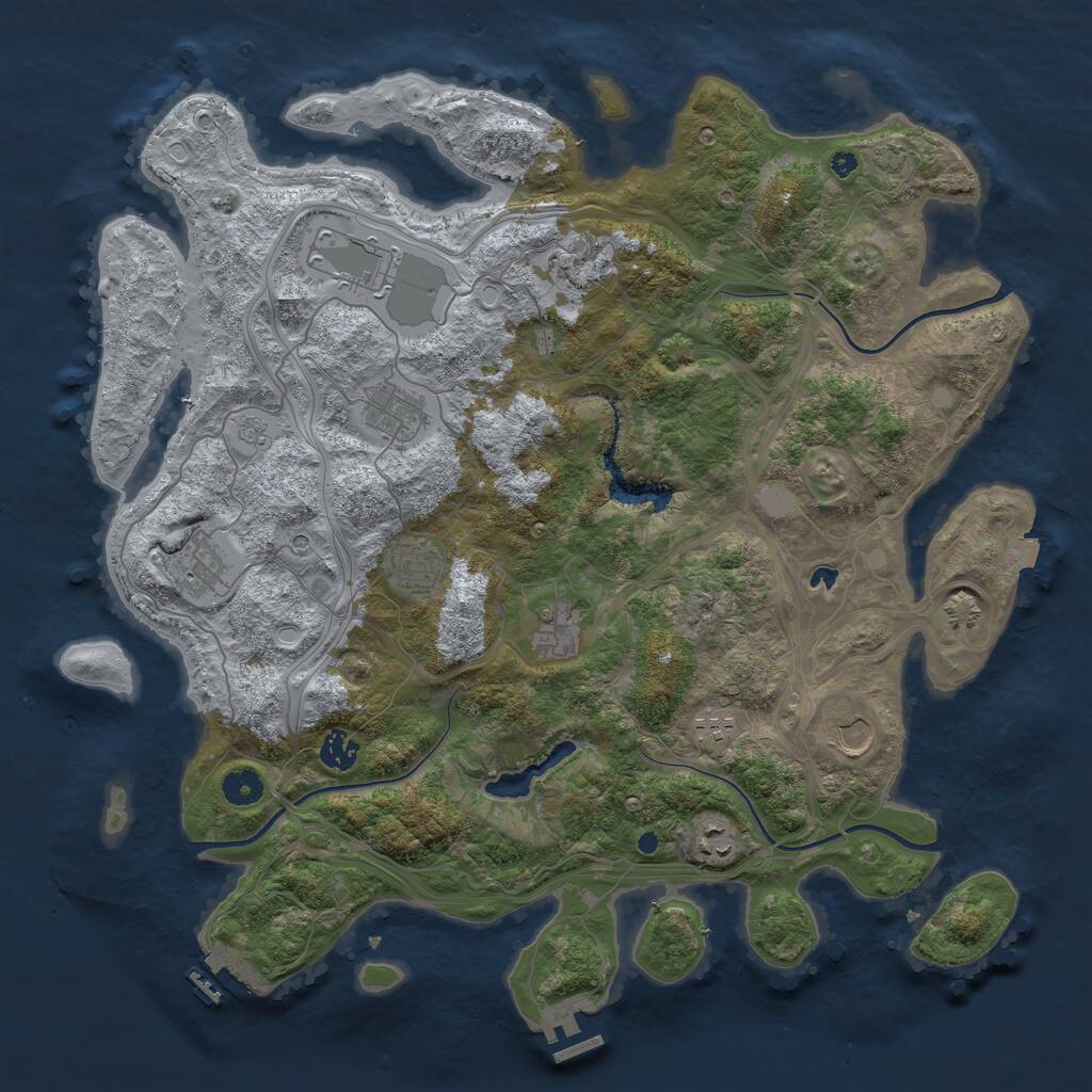 Rust Map: Procedural Map, Size: 4250, Seed: 8430335, 16 Monuments
