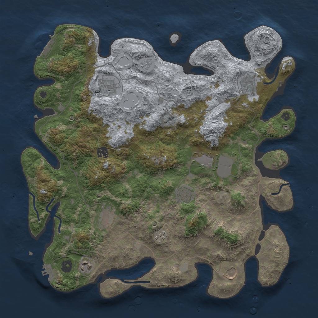 Rust Map: Procedural Map, Size: 4000, Seed: 351783182, 16 Monuments