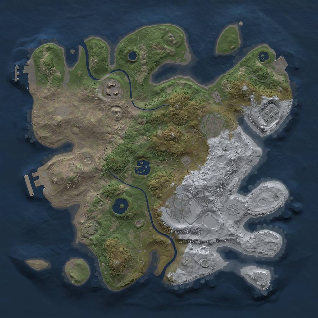 Rust Map: Procedural Map, Size: 3000, Seed: 689191172, 11 Monuments