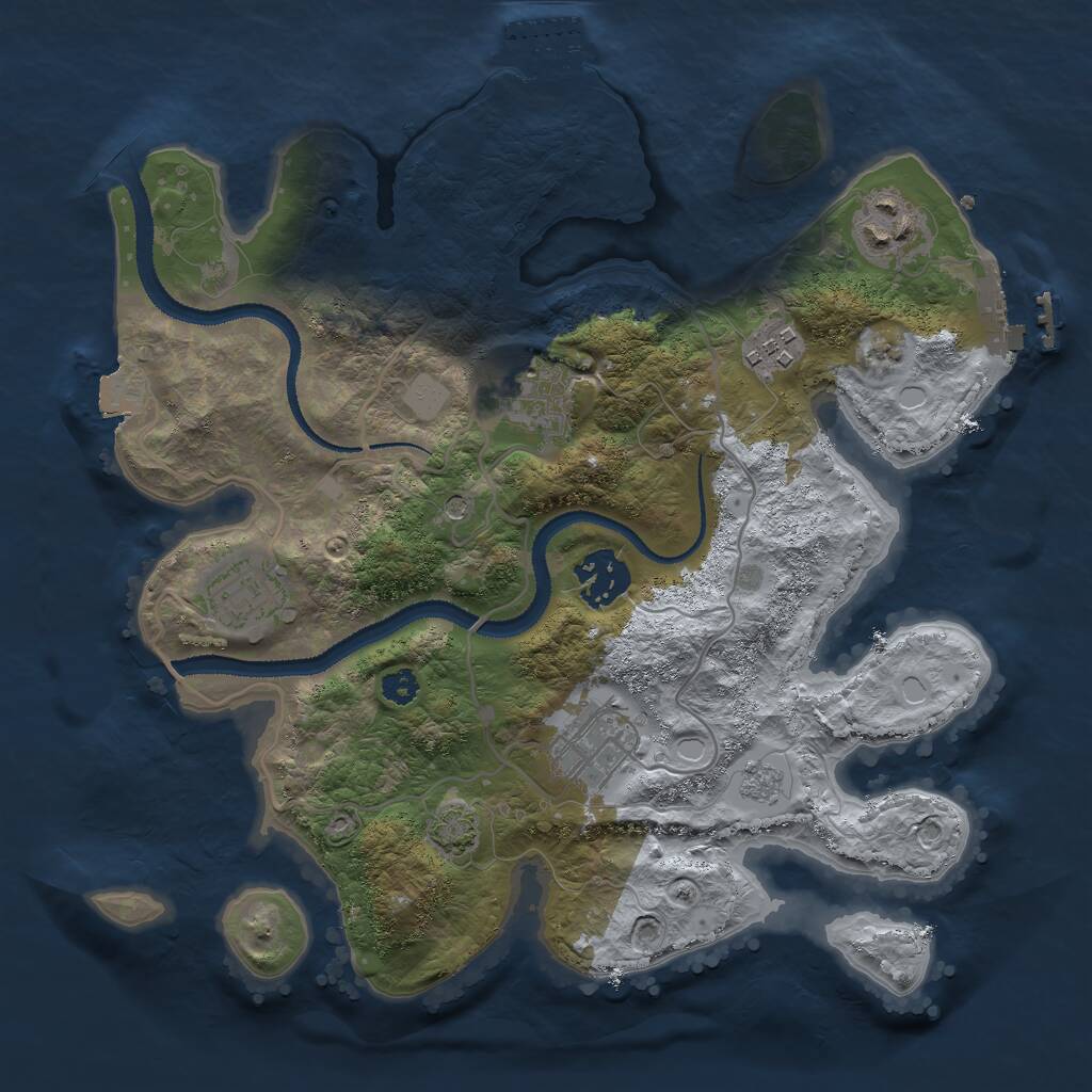 Rust Map: Procedural Map, Size: 3000, Seed: 689191172, 12 Monuments