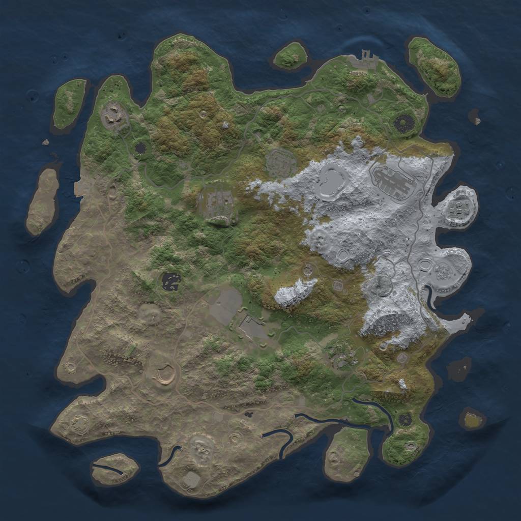 Rust Map: Procedural Map, Size: 4000, Seed: 13245, 16 Monuments