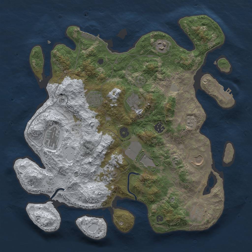 Rust Map: Procedural Map, Size: 3700, Seed: 1272578409, 19 Monuments