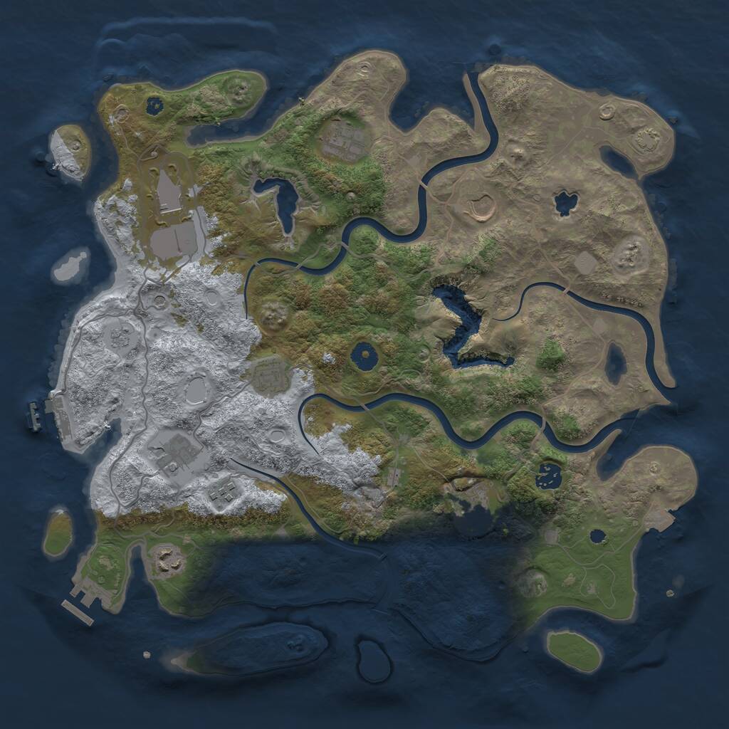 Rust Map: Procedural Map, Size: 4050, Seed: 1968242709, 15 Monuments