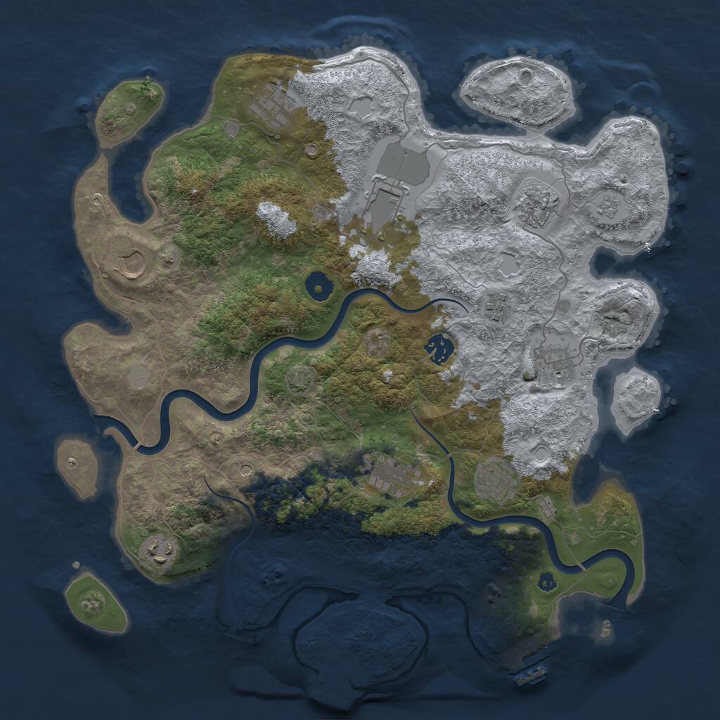 Rust Map: Procedural Map, Size: 3850, Seed: 2119977691, 16 Monuments