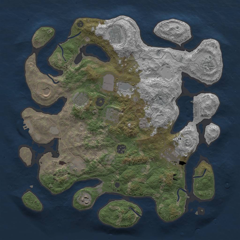 Rust Map: Procedural Map, Size: 3850, Seed: 2119977691, 19 Monuments
