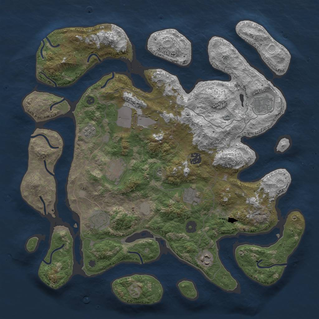 Rust Map: Procedural Map, Size: 4000, Seed: 703828, 14 Monuments
