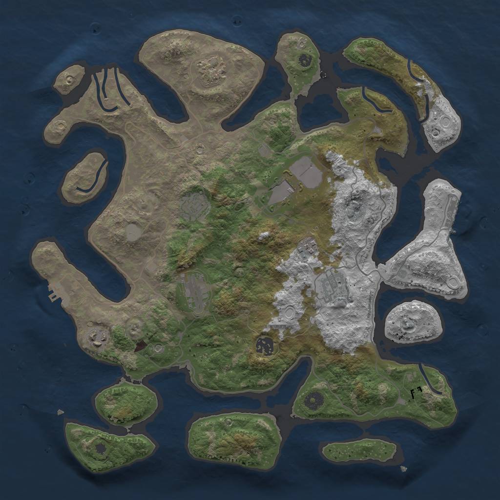 Rust Map: Procedural Map, Size: 4000, Seed: 54233, 16 Monuments