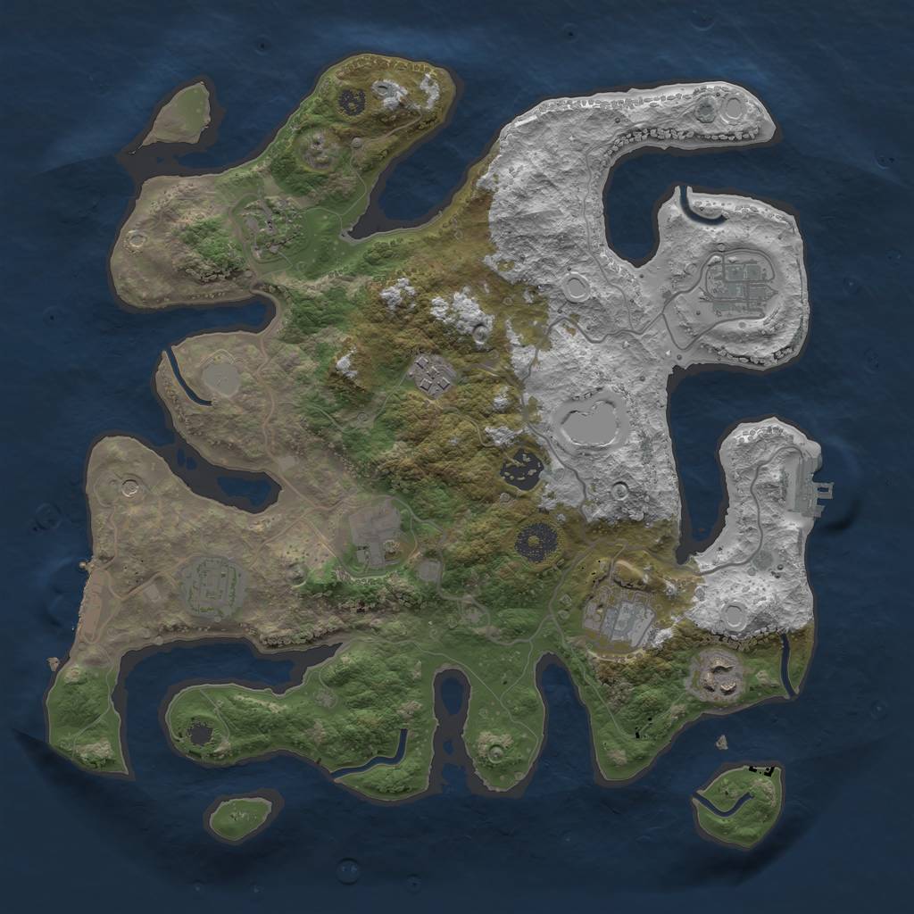 Rust Map: Procedural Map, Size: 3400, Seed: 32311, 16 Monuments