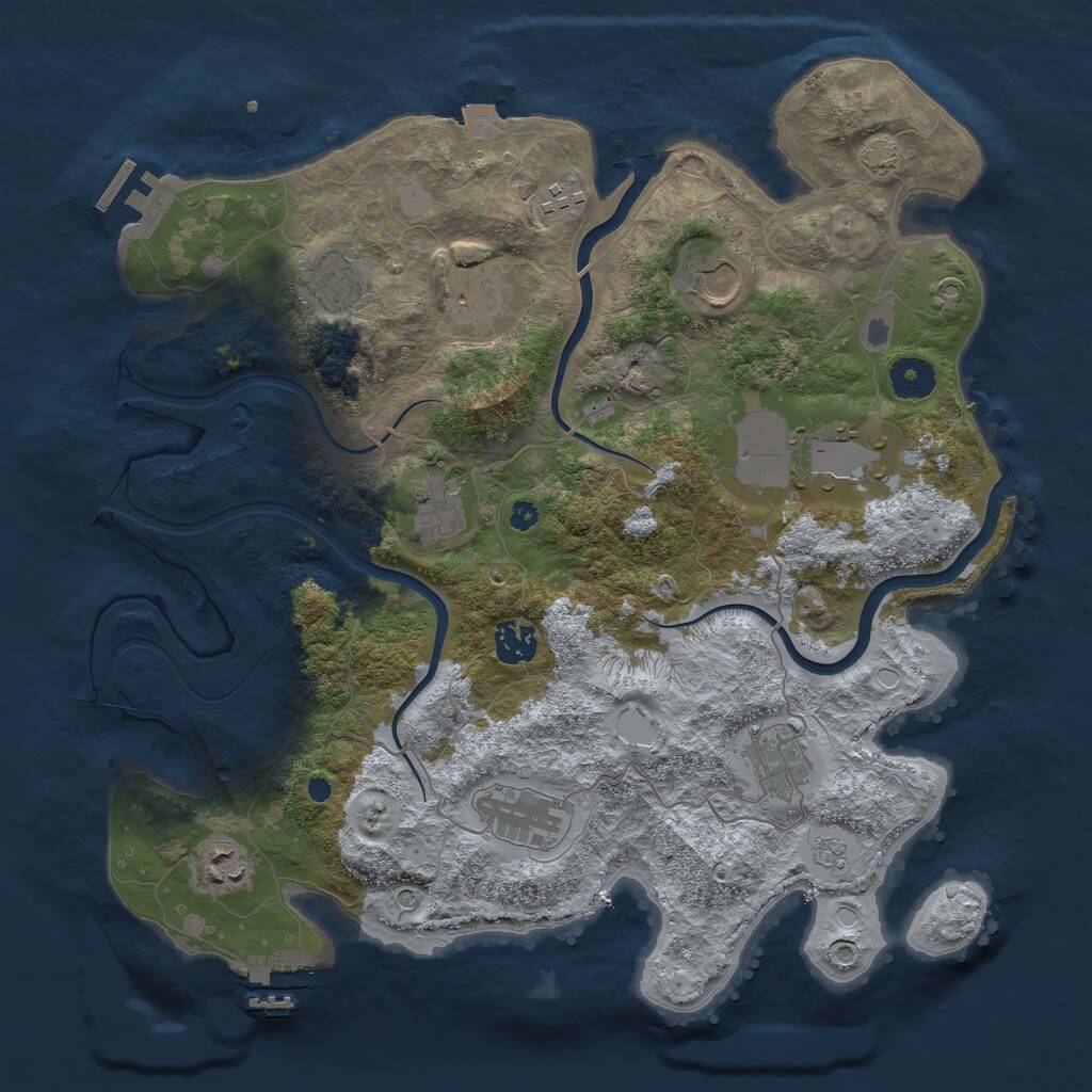 Rust Map: Procedural Map, Size: 3750, Seed: 713006739, 16 Monuments
