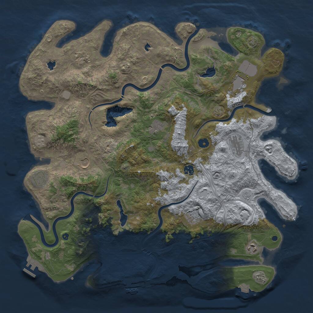 Rust Map: Procedural Map, Size: 4600, Seed: 4, 16 Monuments