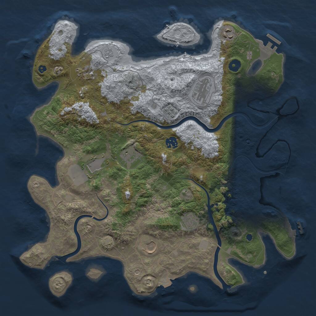 Rust Map: Procedural Map, Size: 3950, Seed: 872157968, 15 Monuments