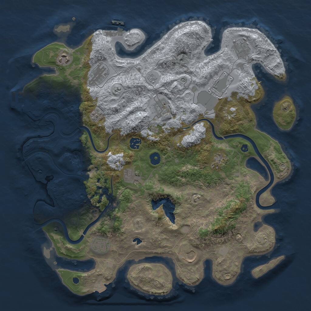 Rust Map: Procedural Map, Size: 4000, Seed: 754048, 17 Monuments