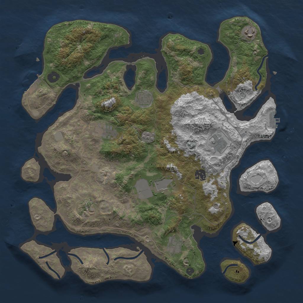 Rust Map: Procedural Map, Size: 4000, Seed: 1684331323, 17 Monuments