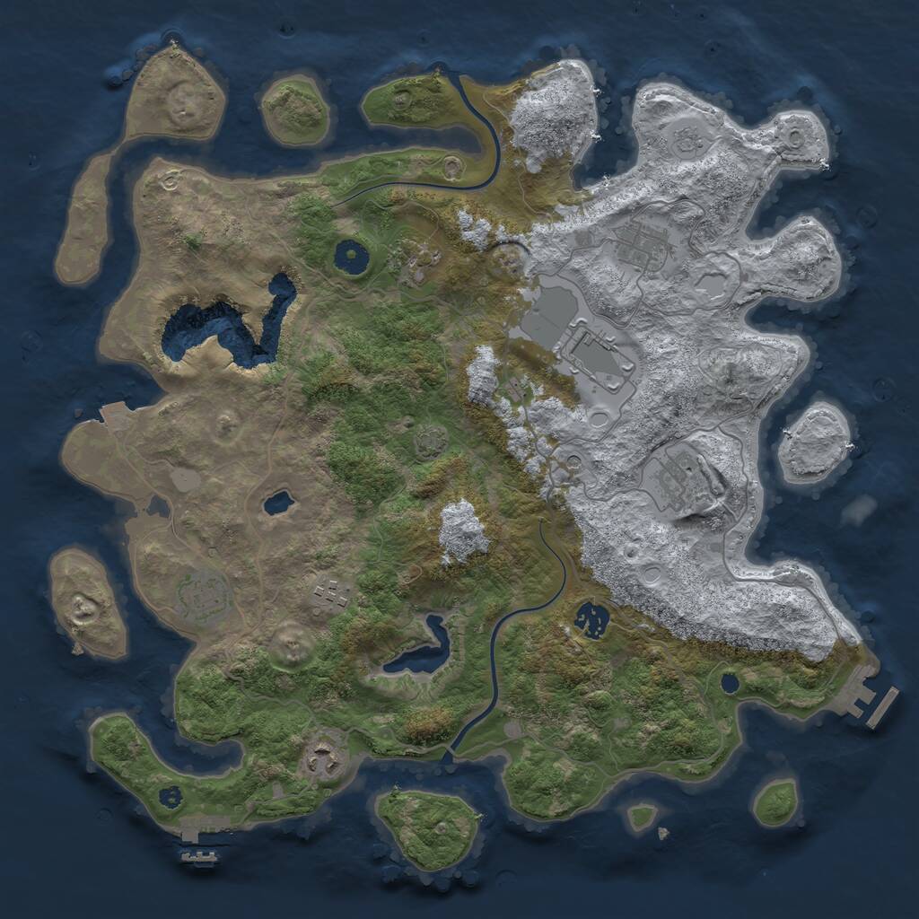 Rust Map: Procedural Map, Size: 4000, Seed: 985175381, 14 Monuments