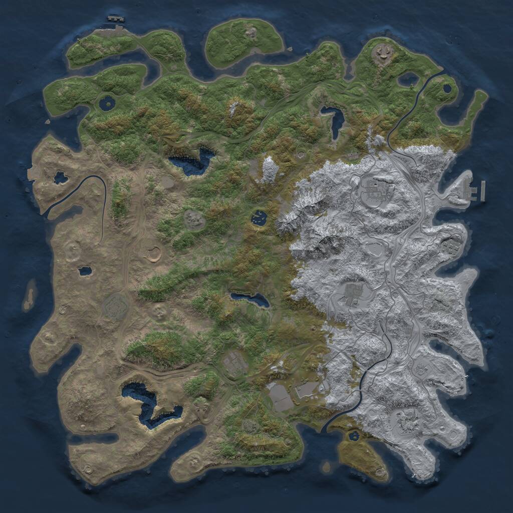 Rust Map: Procedural Map, Size: 5000, Seed: 98852, 16 Monuments