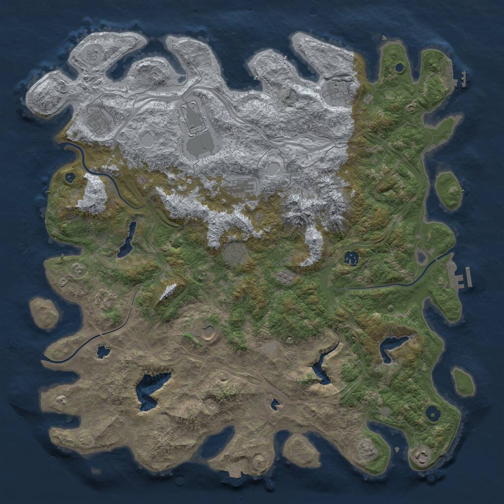 Rust Map: Procedural Map, Size: 5000, Seed: 1993518410, 16 Monuments