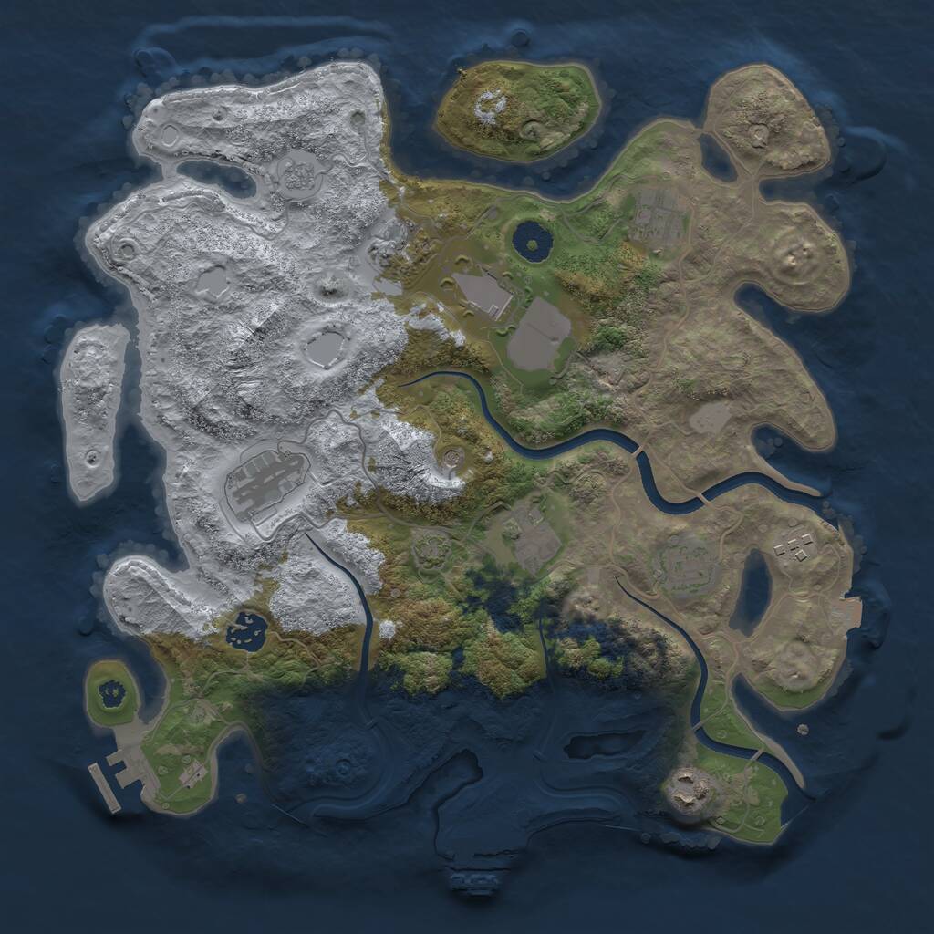 Rust Map: Procedural Map, Size: 3550, Seed: 754121, 15 Monuments