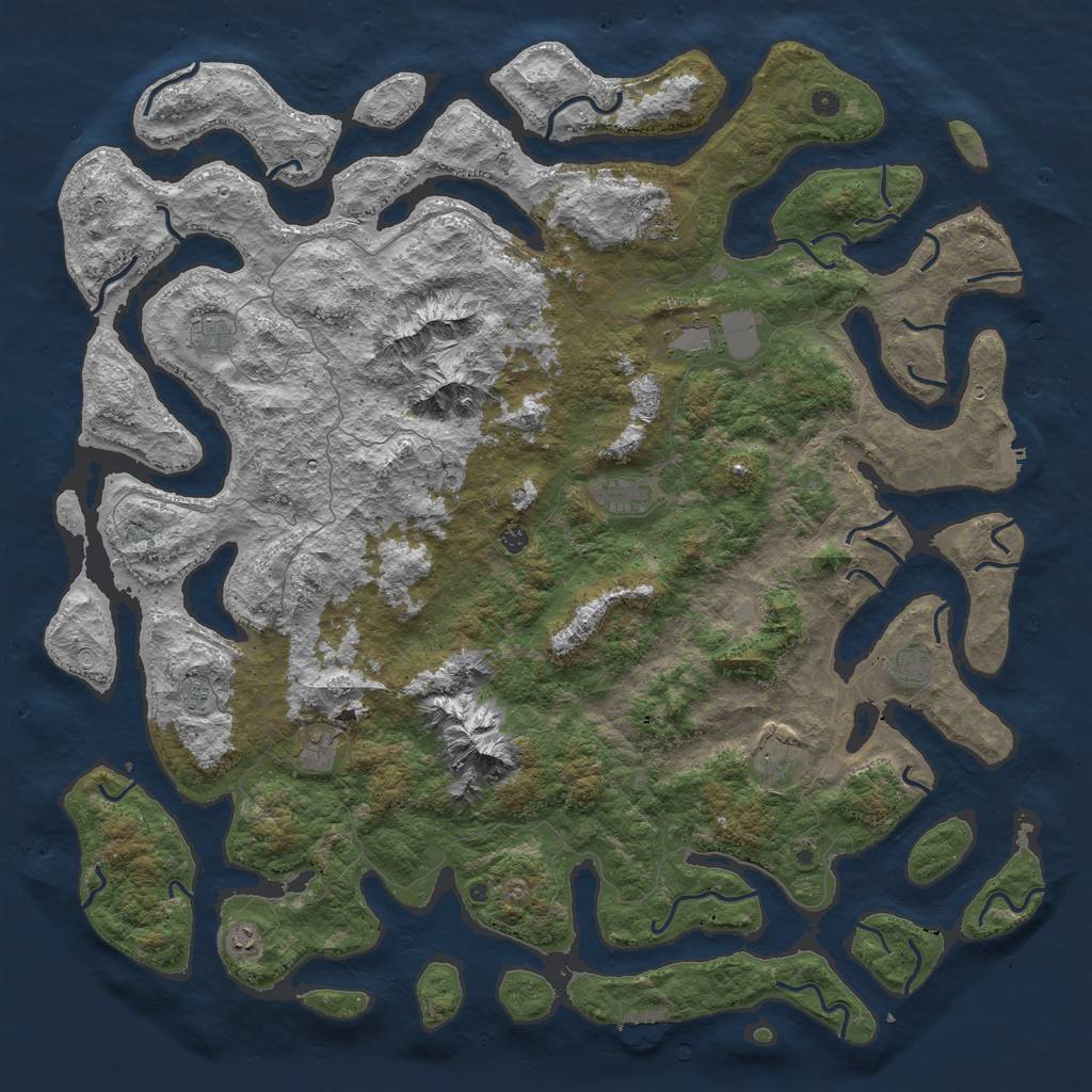 Rust Map: Procedural Map, Size: 6000, Seed: 1132161296, 18 Monuments
