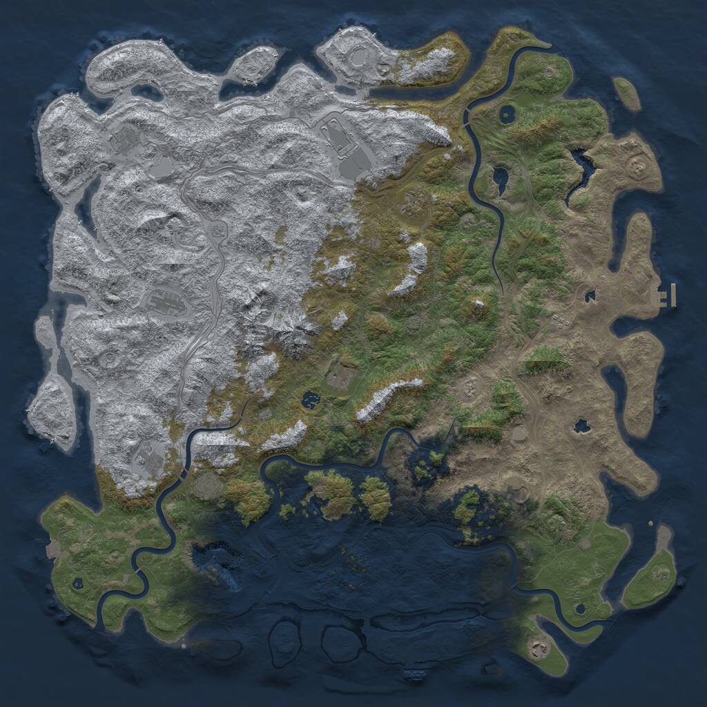 Rust Map: Procedural Map, Size: 6000, Seed: 1132161296, 17 Monuments