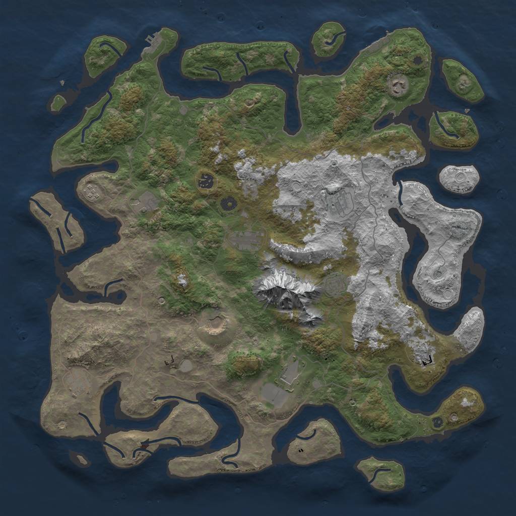 Rust Map: Procedural Map, Size: 5000, Seed: 1394057360, 19 Monuments