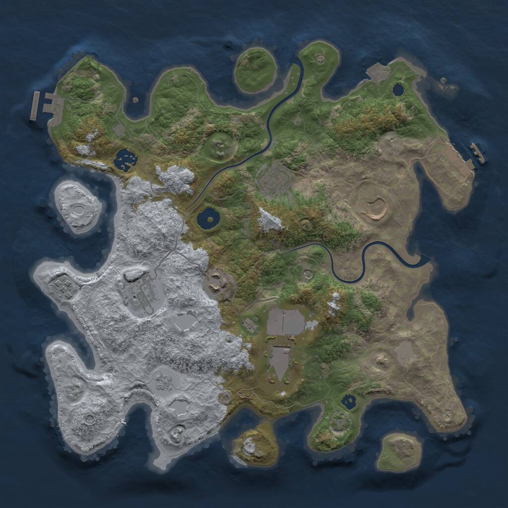Rust Map: Procedural Map, Size: 3500, Seed: 1333971742, 13 Monuments