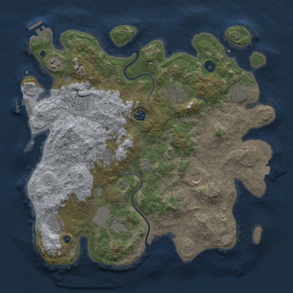 Rust Map: Procedural Map, Size: 3950, Seed: 1177959203, 16 Monuments