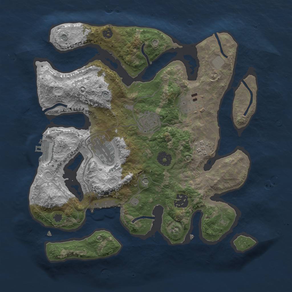 Rust Map: Procedural Map, Size: 3000, Seed: 937456, 13 Monuments