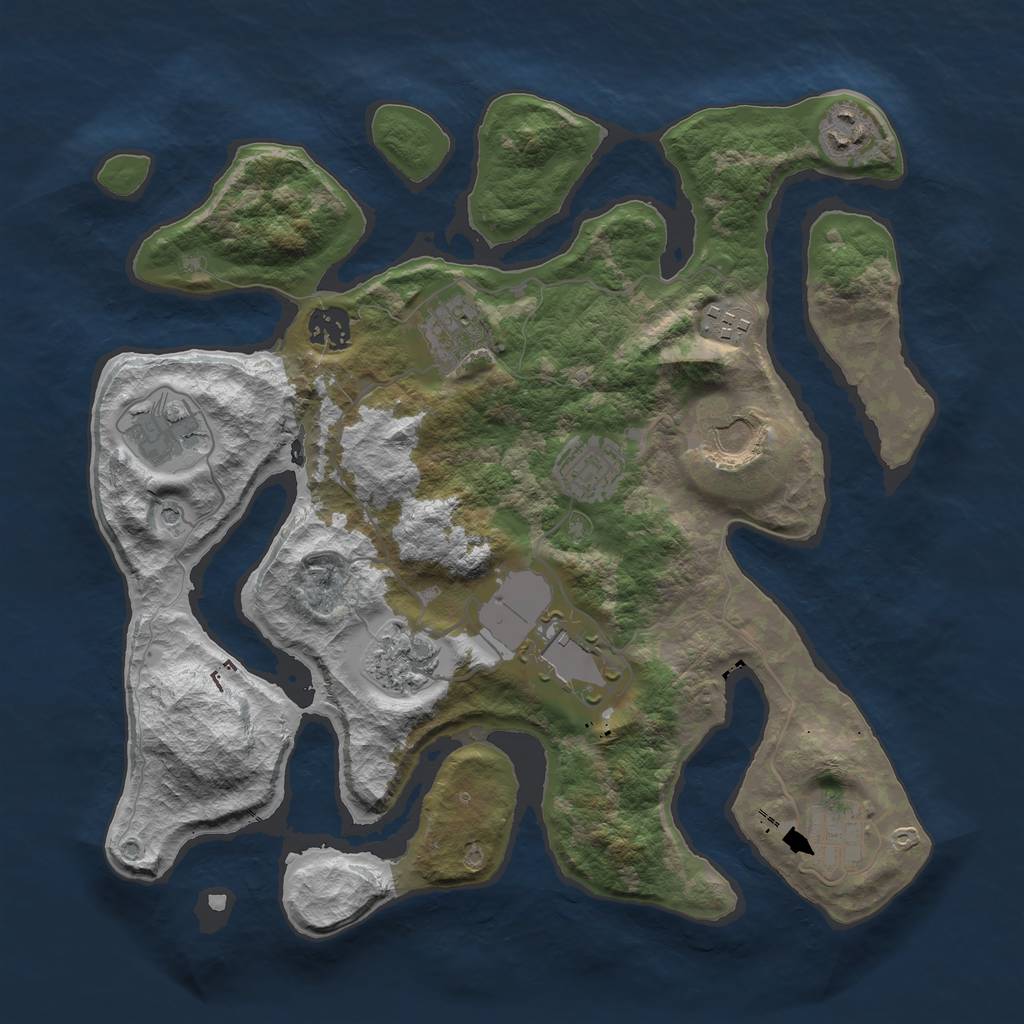 Rust Map: Barren, Size: 3500, Seed: 2058, 13 Monuments