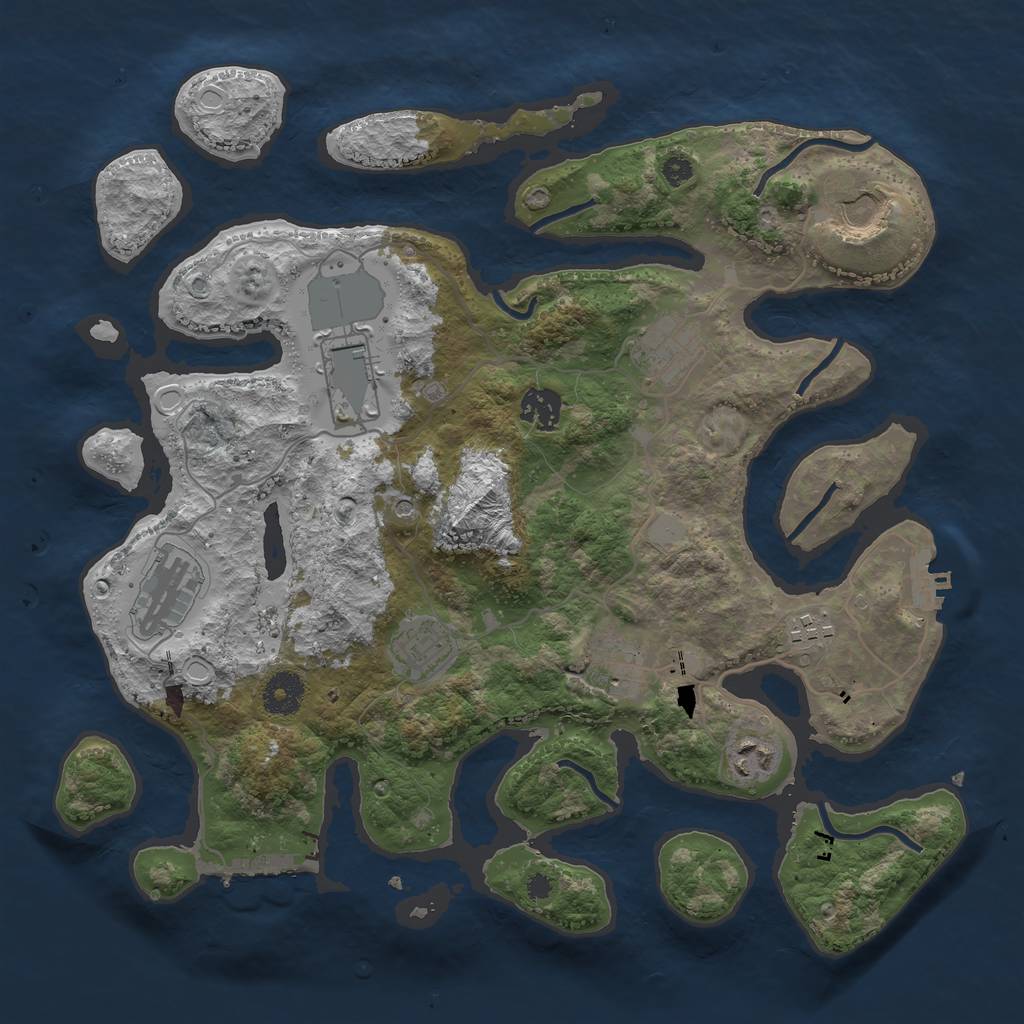 Rust Map: Procedural Map, Size: 3600, Seed: 20202020, 17 Monuments