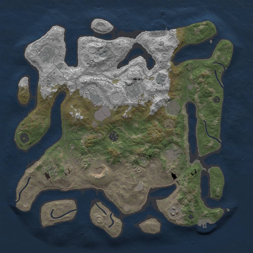 Rust Map: Procedural Map, Size: 4000, Seed: 238082, 18 Monuments