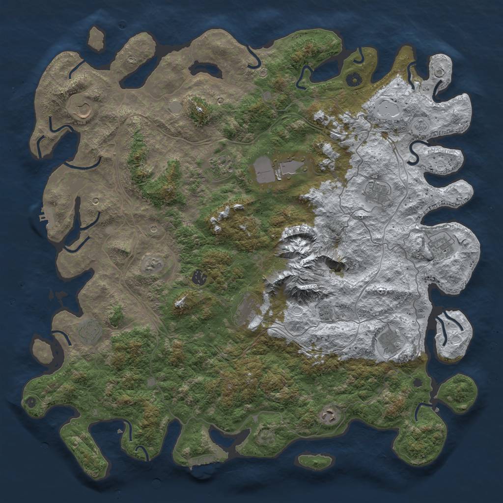 Rust Map: Procedural Map, Size: 5000, Seed: 112243647, 20 Monuments