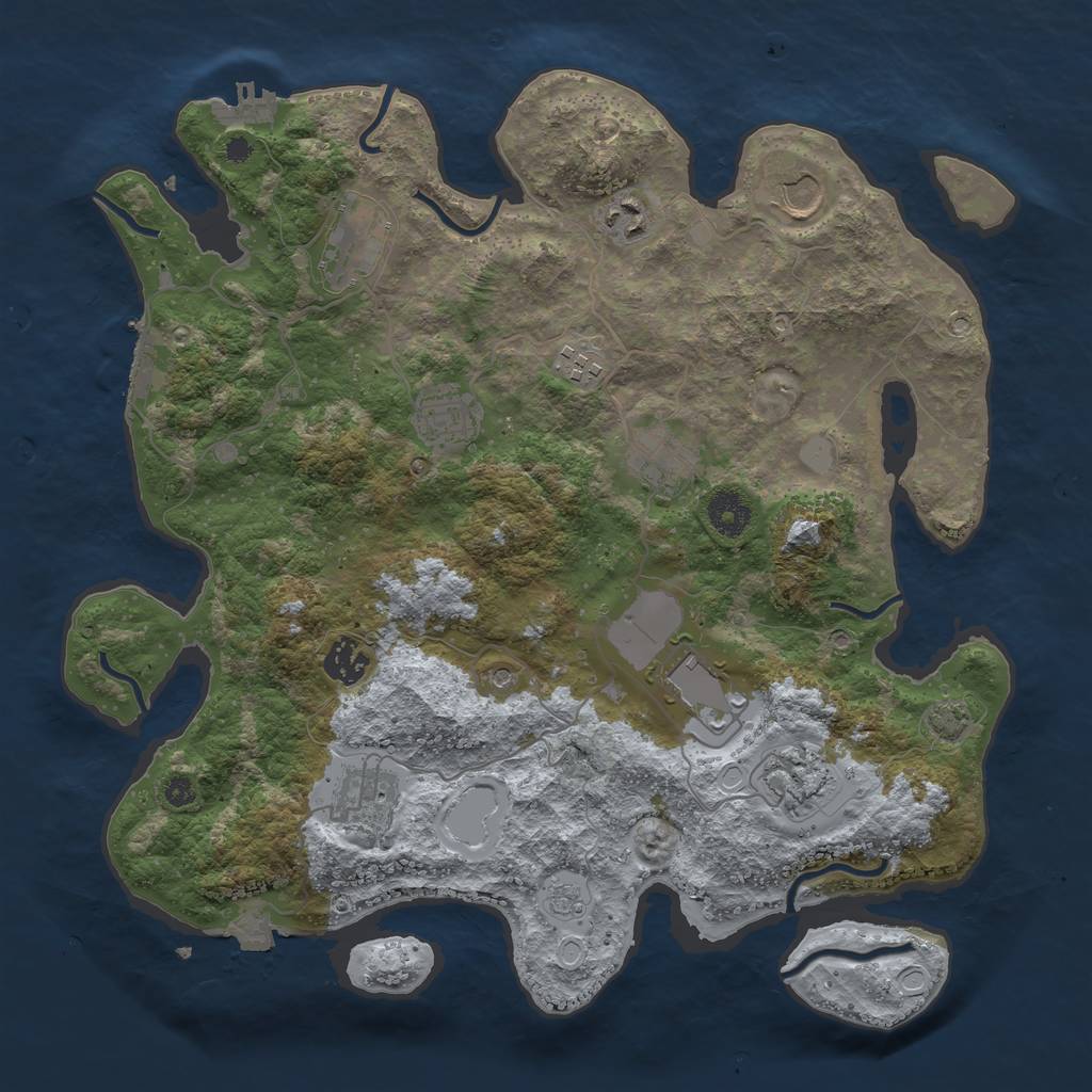 Rust Map: Procedural Map, Size: 3700, Seed: 1265655659, 18 Monuments