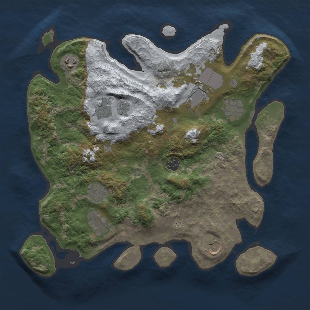 Rust Map: Barren, Size: 3500, Seed: 1016898292, 12 Monuments