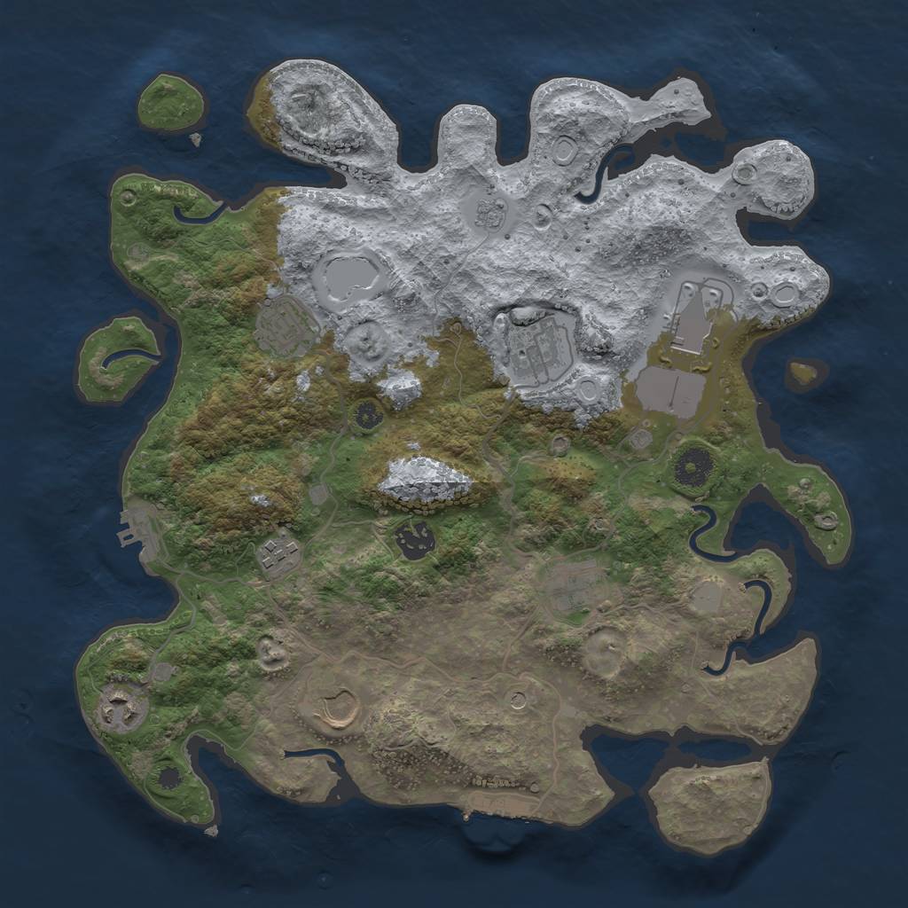Rust Map: Procedural Map, Size: 3550, Seed: 370959, 15 Monuments