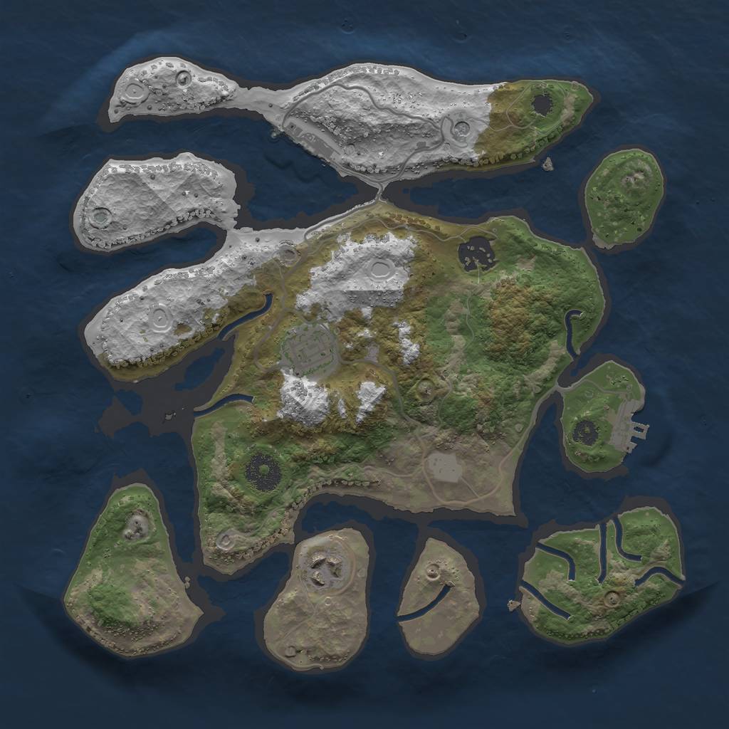 Rust Map: Procedural Map, Size: 3000, Seed: 870439, 11 Monuments