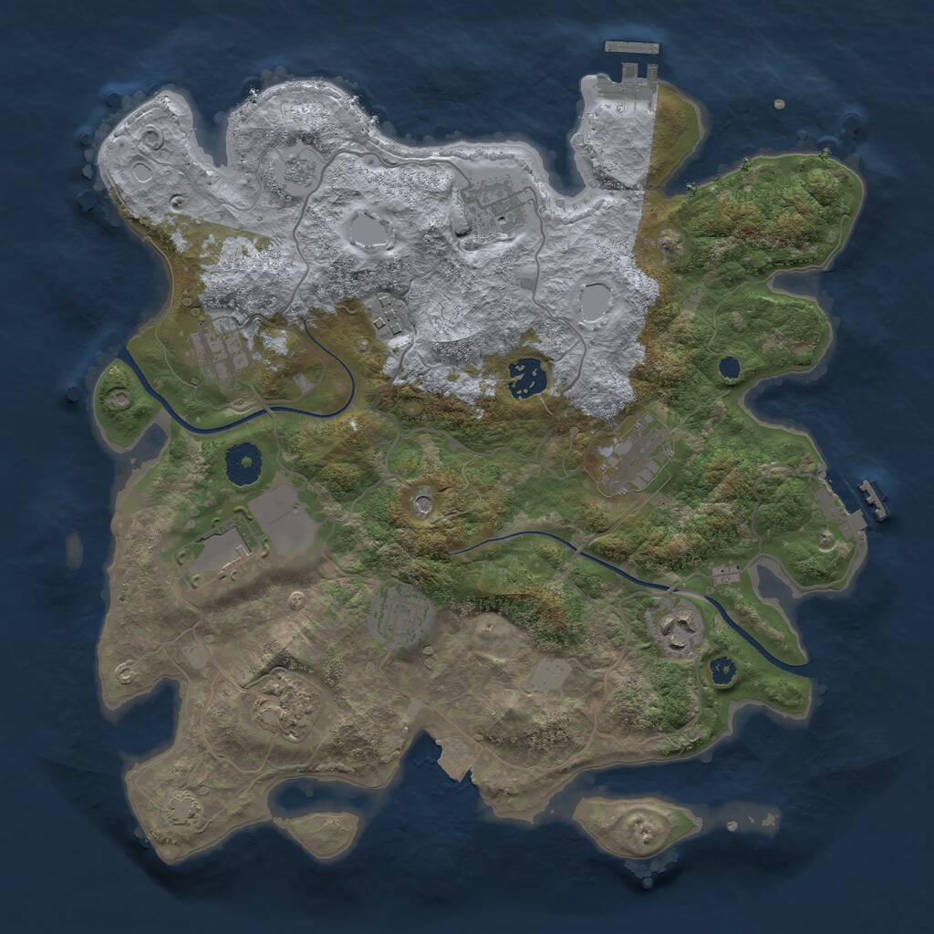 Rust Map: Procedural Map, Size: 3500, Seed: 2084853035, 15 Monuments