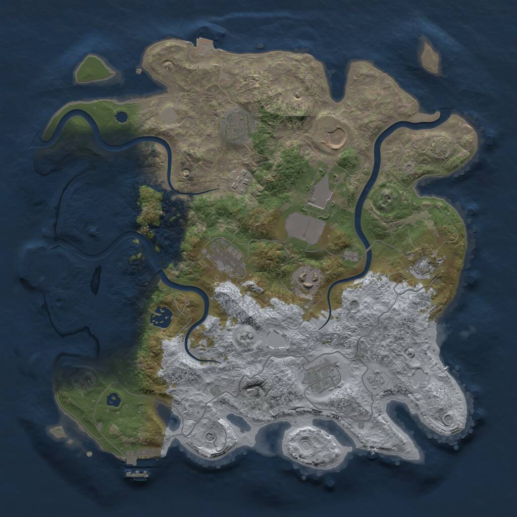 Rust Map: Procedural Map, Size: 3600, Seed: 3747, 15 Monuments