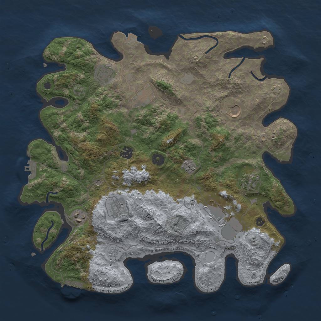 Rust Map: Procedural Map, Size: 3850, Seed: 607167900, 17 Monuments