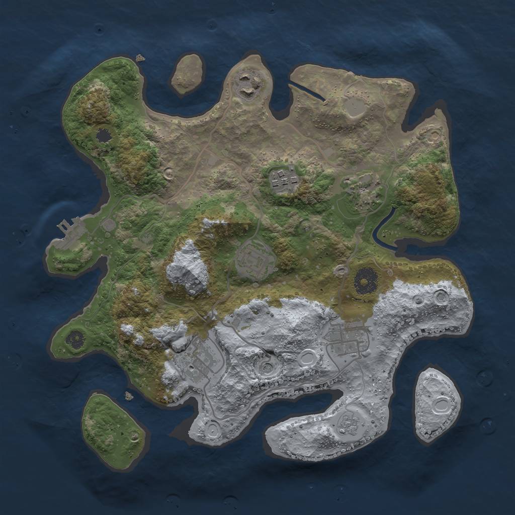 Rust Map: Procedural Map, Size: 3000, Seed: 376764, 12 Monuments