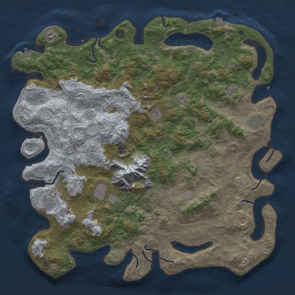 Rust Map: Procedural Map, Size: 5000, Seed: 1852732734, 18 Monuments