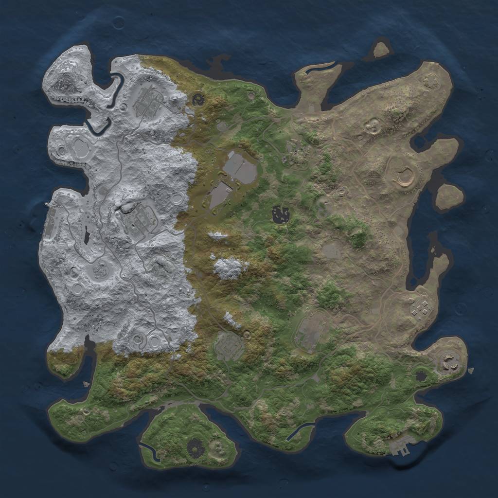 Rust Map: Procedural Map, Size: 4000, Seed: 344503982, 18 Monuments