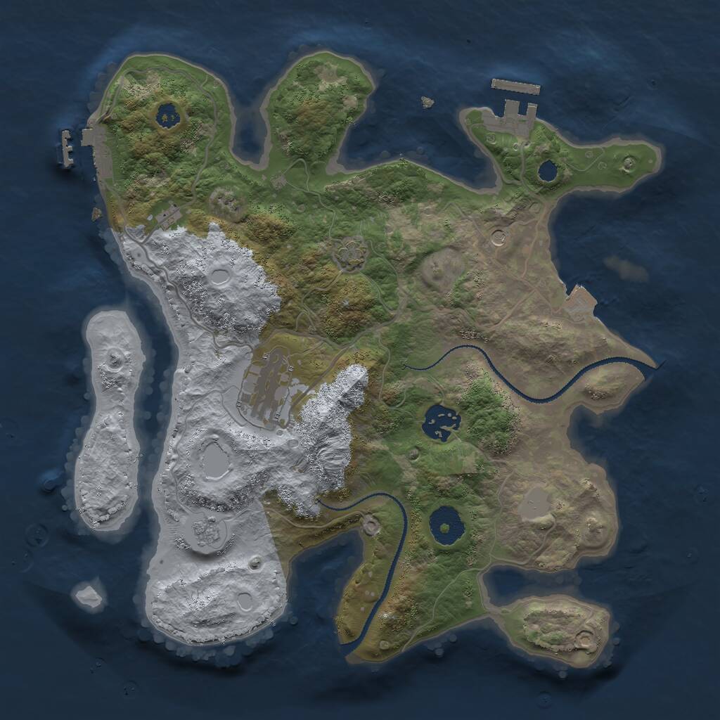 Rust Map: Procedural Map, Size: 3000, Seed: 505519, 8 Monuments