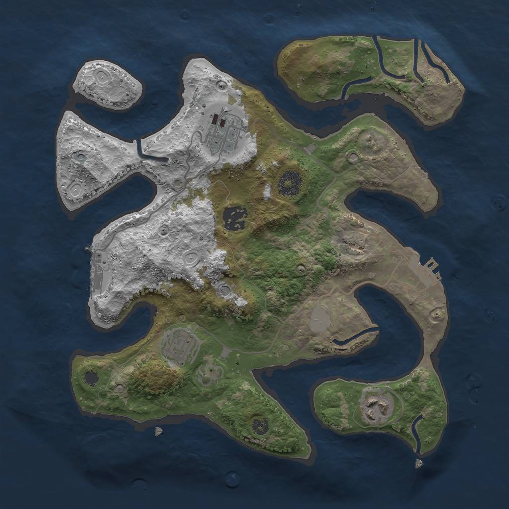 Rust Map: Procedural Map, Size: 3000, Seed: 1281010640, 12 Monuments