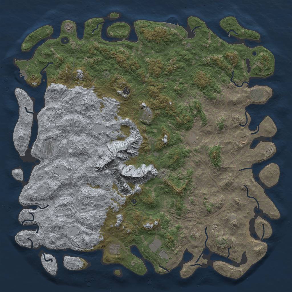 Rust Map: Procedural Map, Size: 6000, Seed: 482398508, 19 Monuments