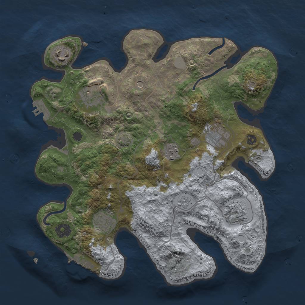 Rust Map: Procedural Map, Size: 3000, Seed: 121140545, 14 Monuments