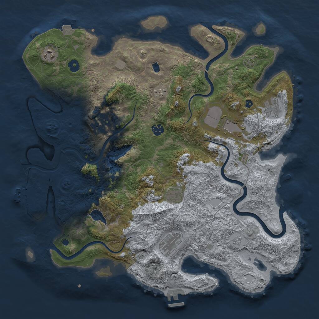 Rust Map: Procedural Map, Size: 4050, Seed: 1679239822, 14 Monuments